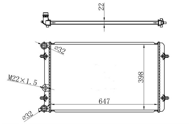 RADYATOR BRAZING BORA - GOLF IV - A3 - TT - LEON - TOLEDO II - OCTAVIA AC KLIMASIZ MEK OTOM 647X388X22