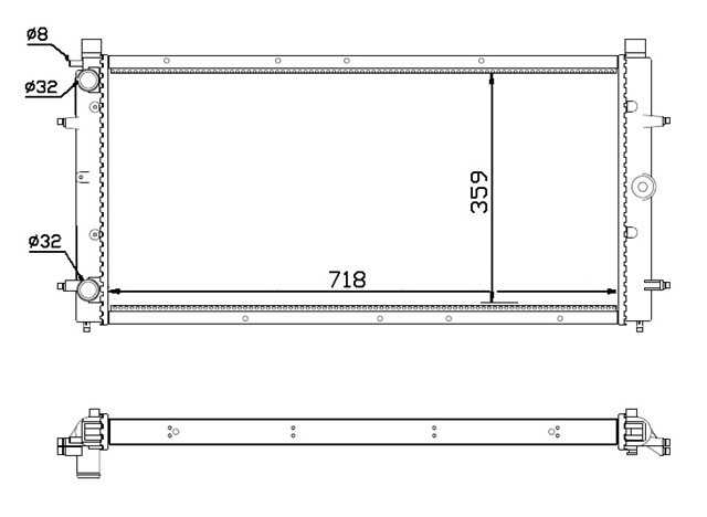 RADYATOR TRANSPORTER T4 2.4 - 2.5 TDI AC KLIMASIZ MEK OTOM 720X341X34