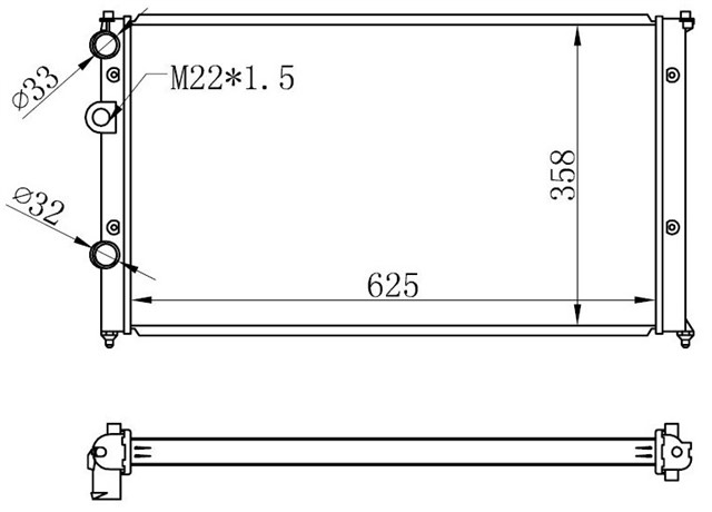 RADYATOR GOLF 3 - LUPO - POLO CLASIC - CADDY 2 - CORDOBA - IBIZA II - 1.6 - 2.0 16V - 1.9 TDI AC MEK 627X377X34
