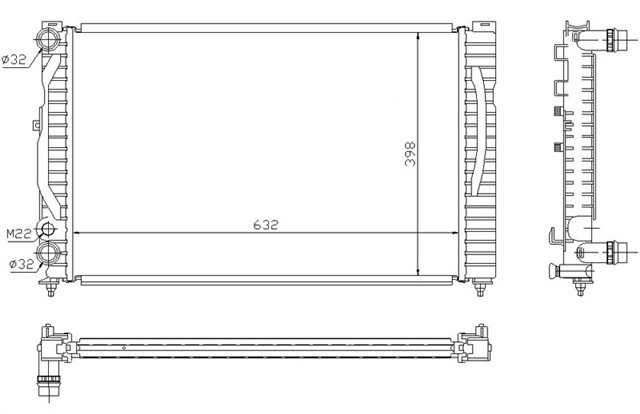 RADYATOR PASSAT - A4 - A6 - SUPERB 1.6 - 1.8 - 2.4 - 1.9TDI - 2.6 - 2.3 VR5 - 2.0 - 2.8 AC KLIMASIZ MEK 630X415X34