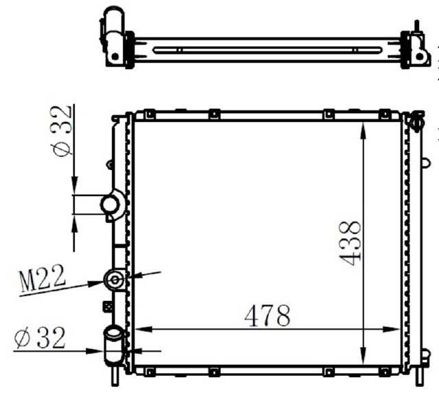 RADYATOR KNG 97 1.9D KLIMASIZ MEK 480X433X34
