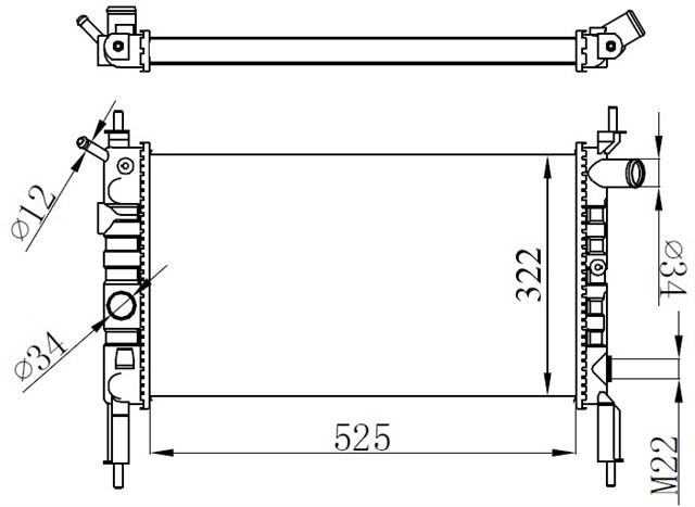 RADYATOR ASTRA F 1.4I - 1.6I KLIMASIZ MEK 525X322X34