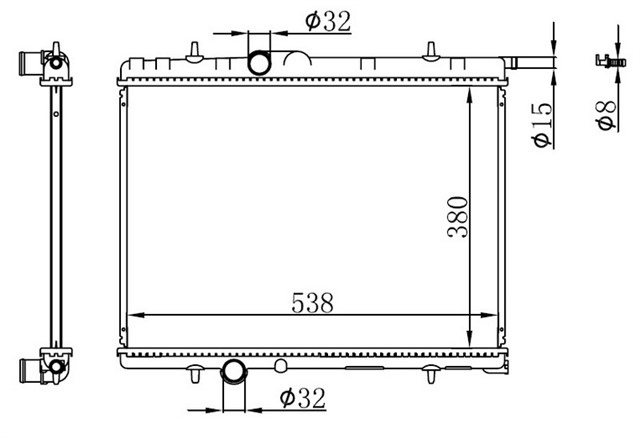 RADYATOR BRAZING KALIN TIP PEUGEOT 206 98 380X538X22 MEK.