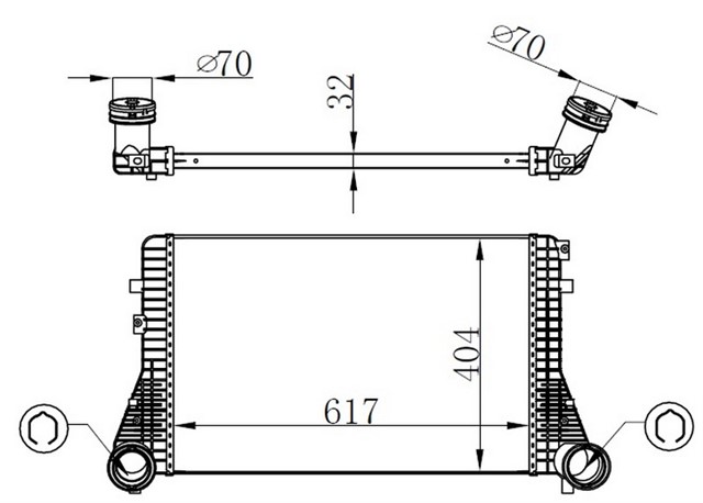 TURBO RADYATORU INTERCOOLER AUDI A3 - GOLF V - JETTA - PASSAT 05 GOLF VI 08 617X389X32 MEK. - OTOM.