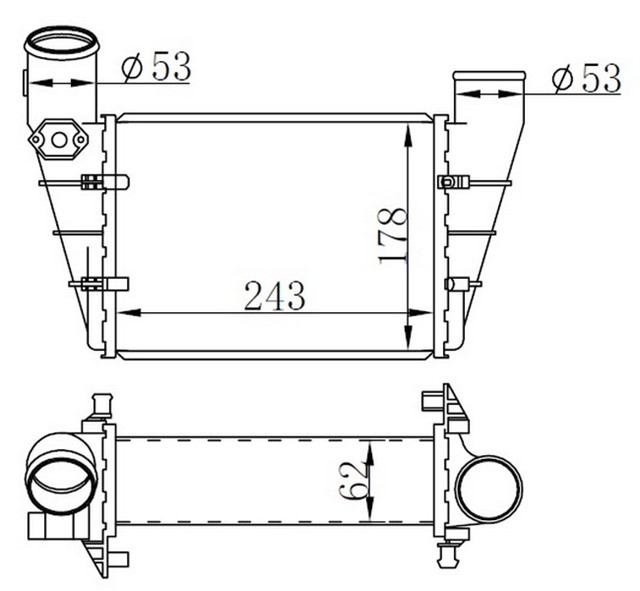 TURBO RADYATORU INTERCOOLER AUDI A4 - A6 - PASSAT 96 241X166X62 MEK. - OTOM.
