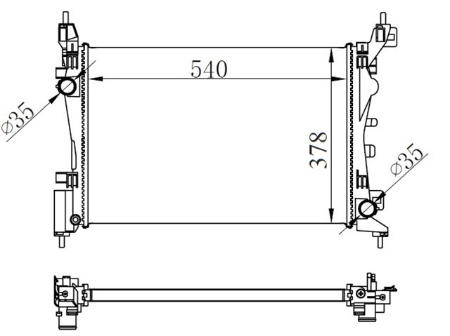 RADYATOR BRAZING GRANDE PUNTO 1.2 - 1.4 1.4 16V 05 AC KLIMALI MEK OTOM 540X378X23