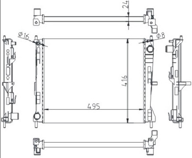 RADYATOR CLIO III - MODUS - MICRA III 1.5 DCI - 1.2 16V - 1.4 - 1.6 AC KLIMASIZ MEK 495X416X23