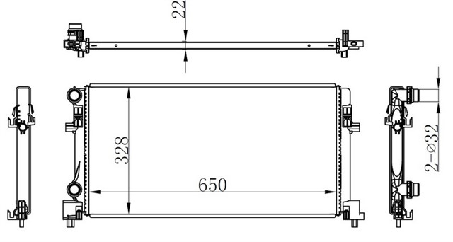 RADYATOR GOLF VII - A3 - LEON - OCTAVIA 1.2 TFSI - 1.6 TDI 13 MRK/OTOM 650X328X22