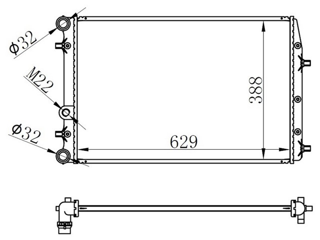 RADYATOR POLO - IBIZA IV - FABIA - CORDOBA - 1.2 - 1.4 - 1.6 - 1.4TDI - 1.9TDI AC KLIMASIZ MEK OTOM 629X388X16