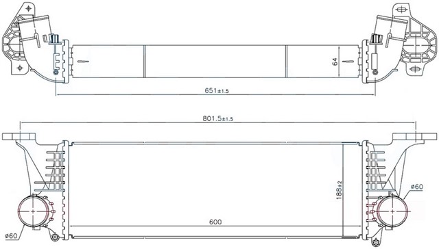 INTERCOOLER BRAZING INTERCOOLER A/M 600X188X64 DAILY 29L - 35C - 40C - 50C - 65C - 70C 2011 / 2014 96246