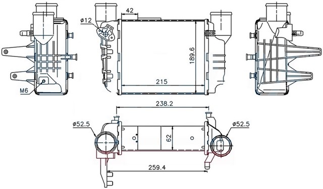 INTERCOOLER BRAZING INTERCOOLER A/M 215X190X62 A4 1.8T 2000 96709