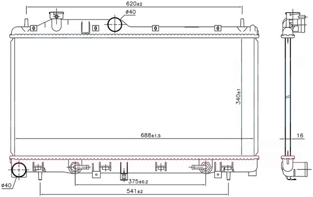 RADYATOR BRAZING AT 340X688X16 FORESTER 2.5I 08 /IMPREZA 1.6I 11 /LEGACY 2.0I 03 67741 - 45119AG000