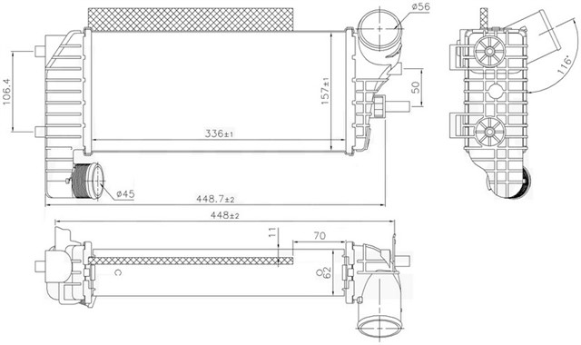 INTERCOOLER BRAZING INTERCOOLER 336X157X62 C - MAX 10 FOCUS 11 CONNECT 1.5TDCI - 1.6TDCI 13 96251 - BV619L440CH - 2027395