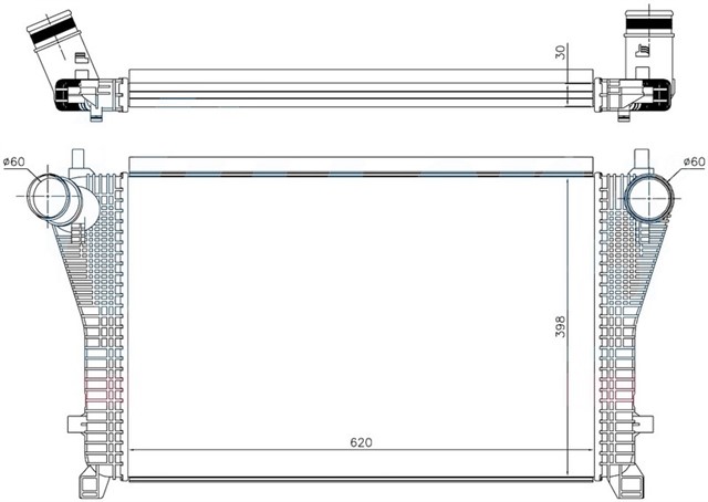 INTERCOOLER BRAZING INTERCOOLER A/M 620X398X30 A3/LEON/KODIAQ/OCTAVIA/SUPER B/GOLF 7 - 1.8TFSI - 2.0TFSI 96494 - 5Q0145803P - 5Q0145