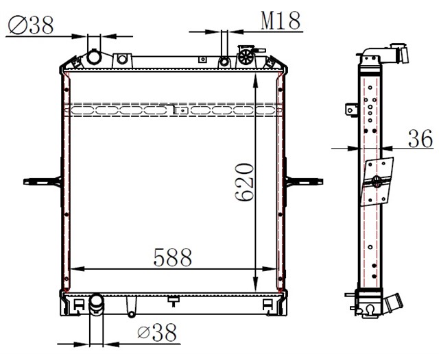 RADYATOR BRAZING MT 620X588X36 NOVO MINIBUS EURO 6 2017
