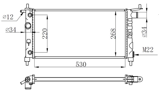 RADYATOR CORSA B - TIGRA1.4I 16V - 1.6I 16V KLIMASIZ OTOM 530X285X26