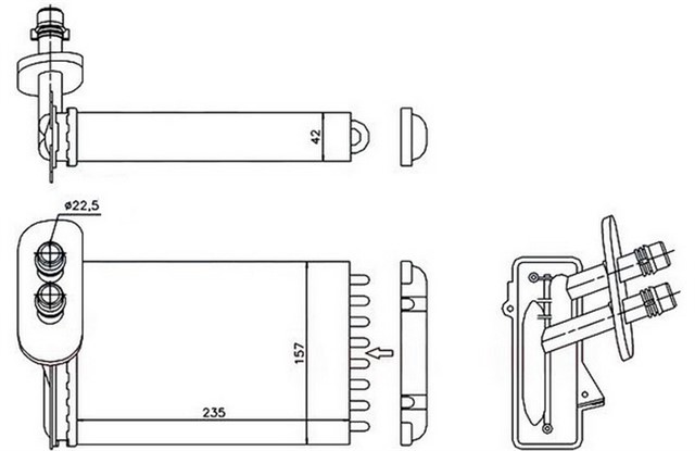 KALORIFER BRAZING HEATER A/M 235X158X26 GOLF/PASSAT/JETTA/POLO/CORDOBA/CADDY/TOLEDO/A3/IBIZA PLASTIK 73850