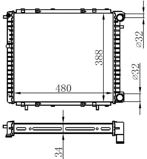 RADYATOR MECHANICAL MT 480X378X34 19 1.7/1.8I/1.9D 88 63906 - 7700272472