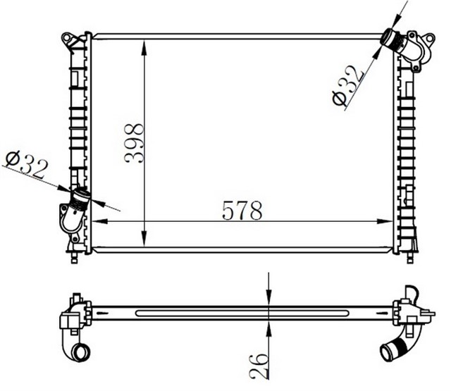 RADYATOR BRAZING MT 579X398X26 MINI COOPER S 1.6 TURBO 2004 69701A - 17117570489 - 171175