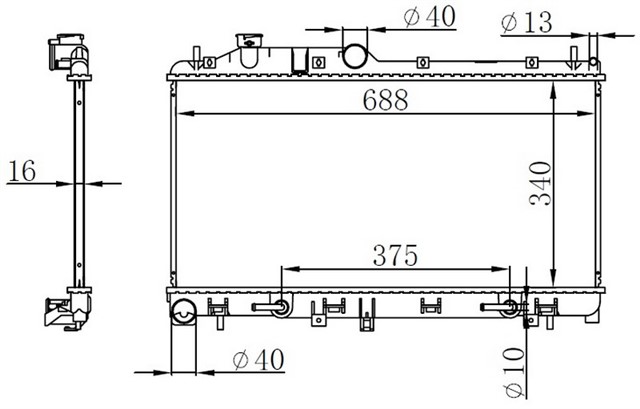 RADYATOR BRAZING AT 340X688X16 FORESTER 2.0I 2008 67725 - 45111AG06A