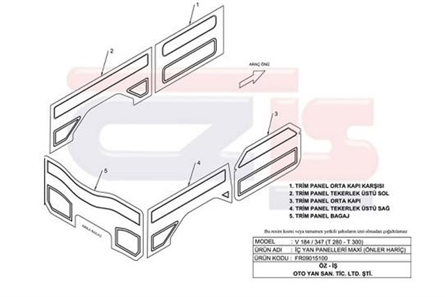 KAPI DOSEMESI ON KAPILAR HARIC FORD TRANSIT V184 - V347 MAXI PARCA