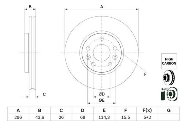 ON FREN DISKI RENAULT MEGANE IV 15 TALISMAN 15 DIS CAP:296MM K:26MM Y:44MM 5 DELIK