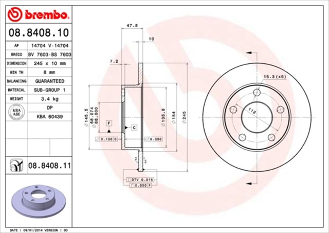 FREN DISKI ARKA KAPLAMALI 245 10 5 112 VW PASSAT 00 - 05 AUDI A4 95 - 01