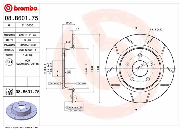 ARKA FREN DISK AYNASI YENI CONNECT CHC 1.6 /1.5 TDCI 15 C - MAX 12 KUGA II 13 20 GRAND C - MAX 11 MERKEZLEME CAPI 63.5 MM YUKSEKLIK 50.8 MM 5 DELIK DIS CAP 279.8