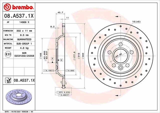 ARKA FREN AYNASI VOLVO S60 - V60 - S80 10 - V70 08 - XC70 07 - 302CM X11X5DL DOLU