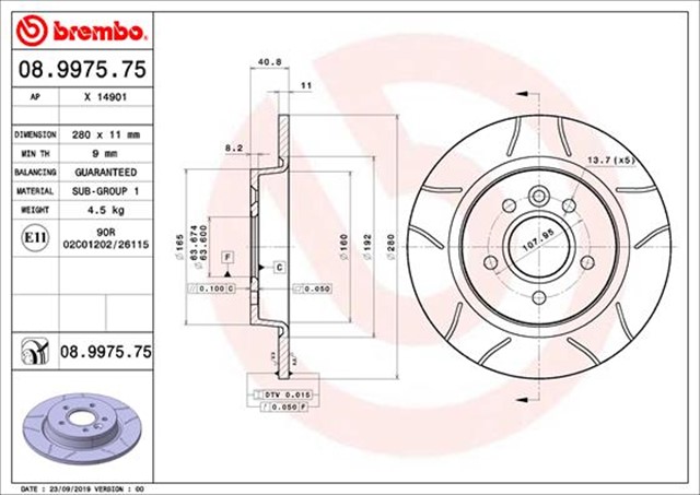 ARKA FREN DISKI AYNA FOCUS II04 11 C - MAX 07 09 VOLVO V50 04 12 C30 06 12 C70 II 05 13 S40 II 04 12 17 JANT - 16 JANT DUZ 280MM 5 BIJON