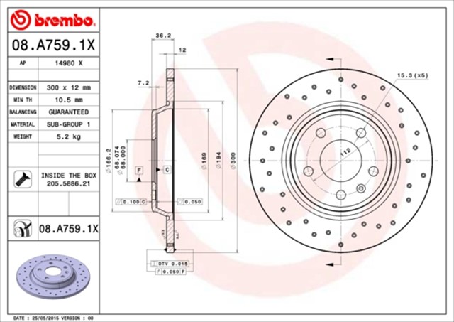 ARKA FREN DISKI - 300 12 5 112 AUDI A4 08 - 16 A5 08 - 17 A6 11 - 18 Q5 09 - 17 DELIKLI