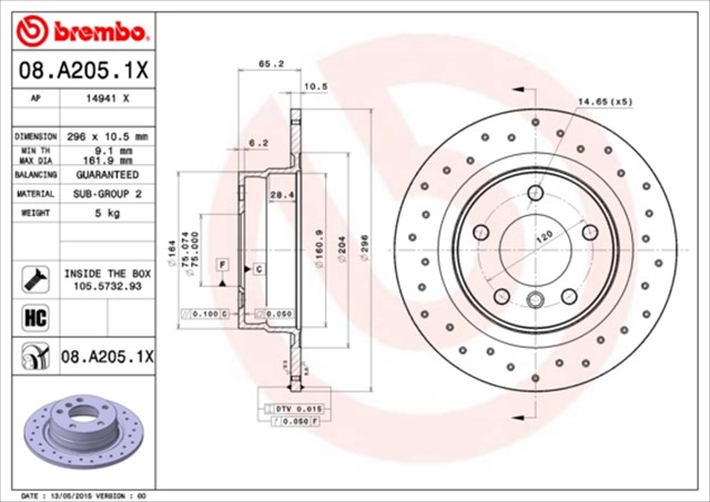 FREN DISKI ARKA DELIKLI BMW E87 - E90 - E91 - 1.18 - 3.16 - 3.20