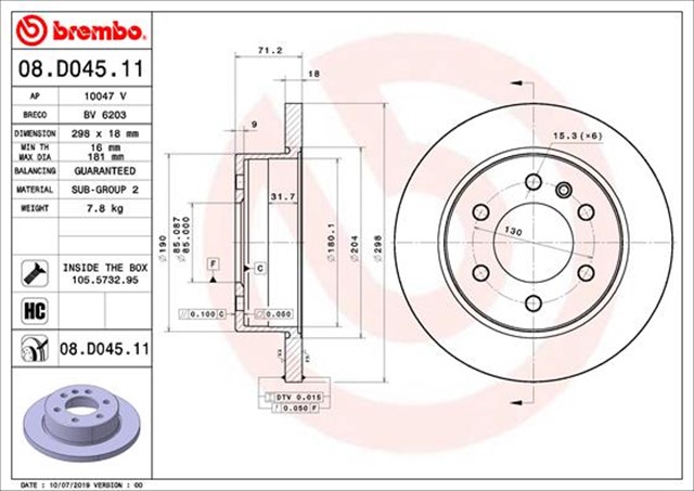 FREN DISKI ARKA MERCEDES SPRINTER B907 B910 18 KOD: - B25
