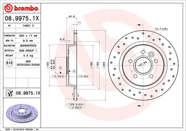 ARKA FREN DISKI AYNA FOCUS II04 11 C - MAX 07 09 VOLVO V50 04 12 C30 06 12 C70 II 05 1 3 S40 II 04 12 17 JANT - 16 JANT DUZ 280MM 5 BIJON