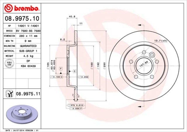 ARKA FREN DISKI AYNA FOCUS II04 11 C - MAX 07 09 VOLVO V50 04 12 C30 06 12 C70 II 05 1 3 S40 II 04 12 17 JANT - 16 JANT DUZ 280MM 5 BIJON