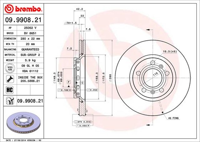 FREN DISKI ARKA AUDI A8 2002 - 2010