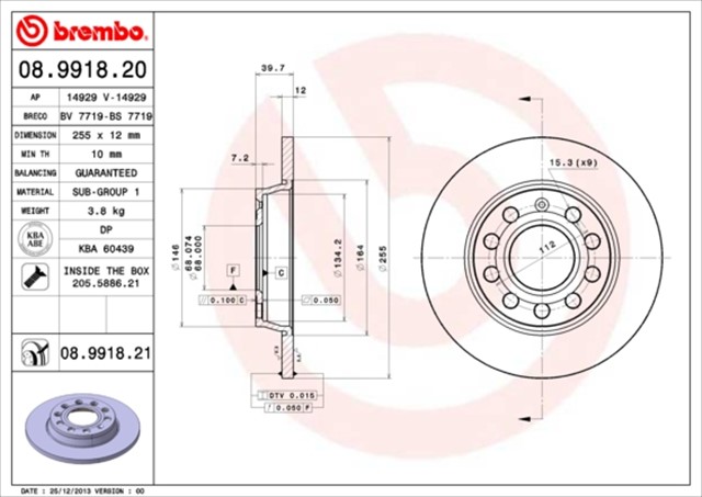 FREN DISKI ARKA KAPLAMALI AUDI A4 01 - 08 SEAT EXEO 09 - 14
