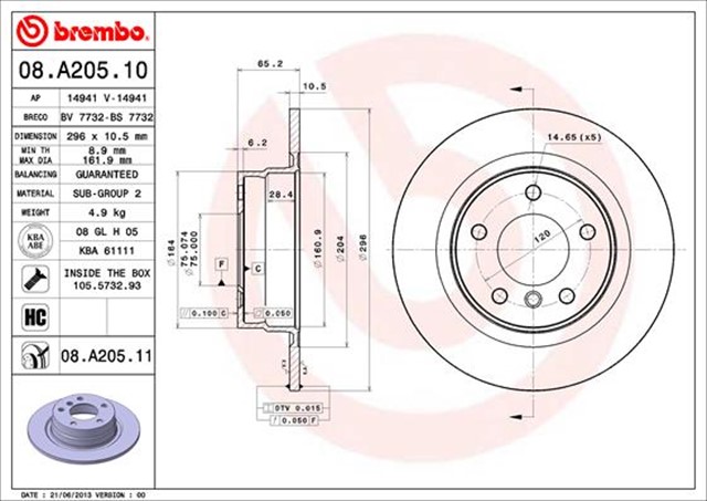 FREN DISKI ARKA KAPLAMALI BMW E87 - E90 - E91 - 1.18 - 3.16 - 3.20
