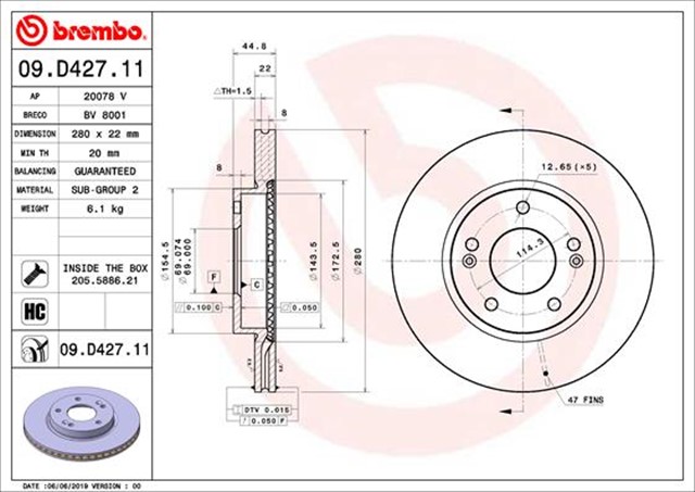 FREN DISKI ON UV COATED HYUNDAI