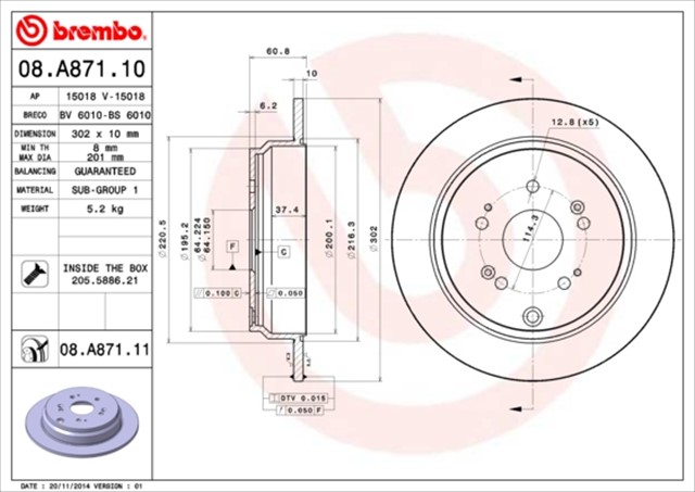 FREN DISKI ARKA DUZ KAPLAMALI - 305 - 5 - HONDA CRV 02 06 - CRV 07 2.2 CTDI - CRV 1.6 I - DTEC 13