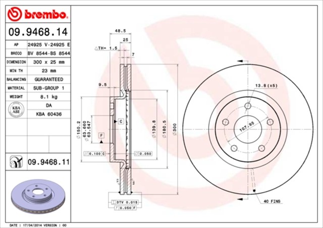 ON FREN AYNASI ADET FOCUS 04 - 12 CMAX 07 - 10 S40 06 - 10 C30 10 - 12 C70 06 - 13 V50 05 - 12 278X25X5DLXHVLI