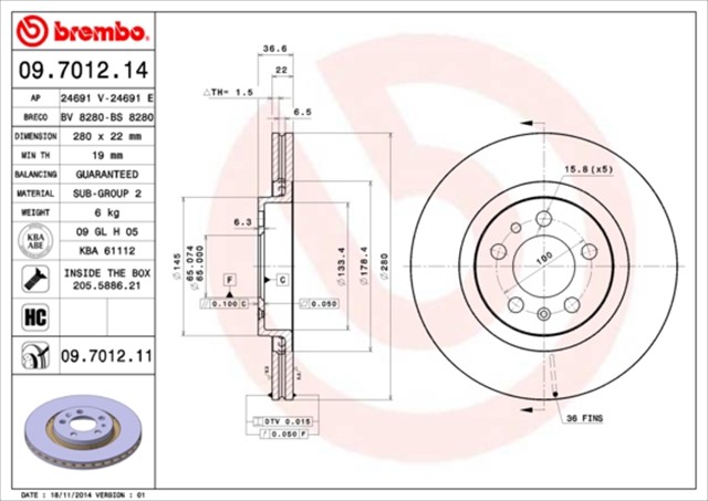 FREN DISKI ON - VW GOLF 98 - 06 AUDI A3 97 - 03 SEAT LEON 00 - 06 280 22 5 100