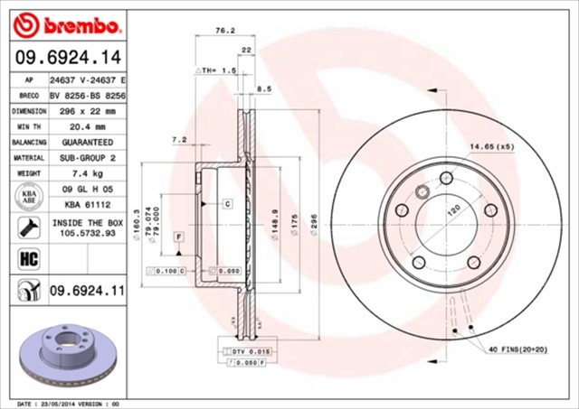 FREN DISKI ON HAVALI 296 MM BMW 5 SERIE E39 520 - 523 - 525 - 528 - 530 - 535