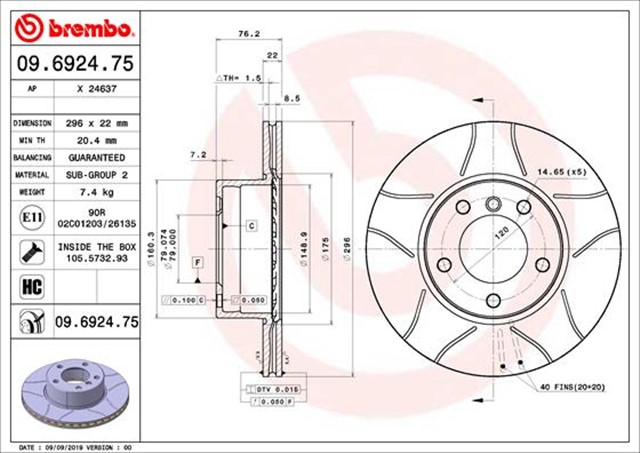 FREN DISKI ON CIZGILI HAVALI 296 MM BMW 5 SERIE E39 520 - 523 - 525 - 528 - 530 - 535
