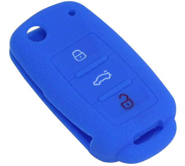 KONTAK ANAHTAR KUMANDA KORUYUCU KILIF SILIKON MAVI VW CADDY - JETTA - POLO - GOLF 6 - SEAT LEON