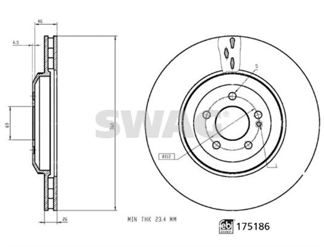 FREN DISKI MERCEDES BENZ PKW FEBI 175186