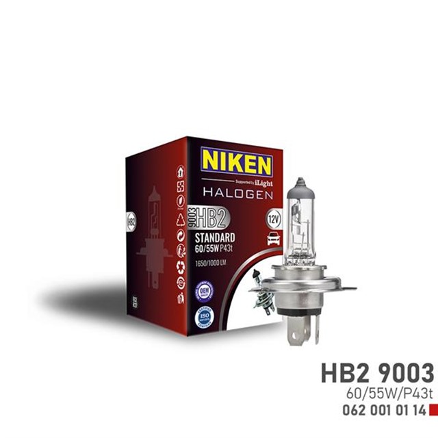 NIKEN 9003 HB2 60W/55W HALOJEN AMPUL P43T 12V