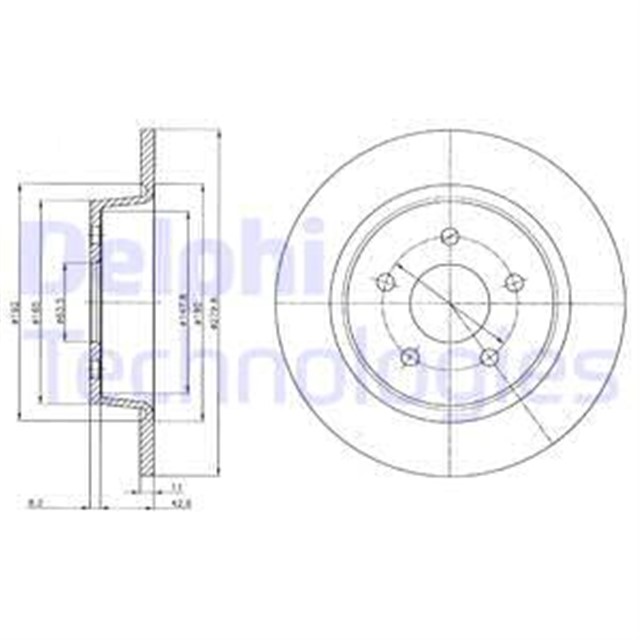 ARKA FREN DISK AYNASI YENI CONNECT CHC 1.6 /1.5 TDCI 15 C - MAX 12 KUGA II 13 20 GRAND C - MAX 11 MERKEZLEME CAPI 63.5 MM YUKSEKLIK 50.8 MM 5 DELIK DIS CAP 279.8