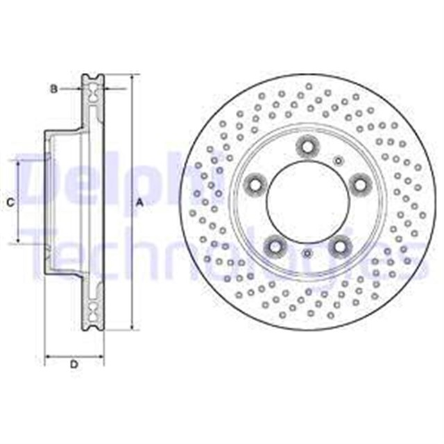FREN DISKI CIFTLI PAKET - BOYALI. DELIKLI ON SOL PORSCHE BOXSTER. CAYMAN 1997