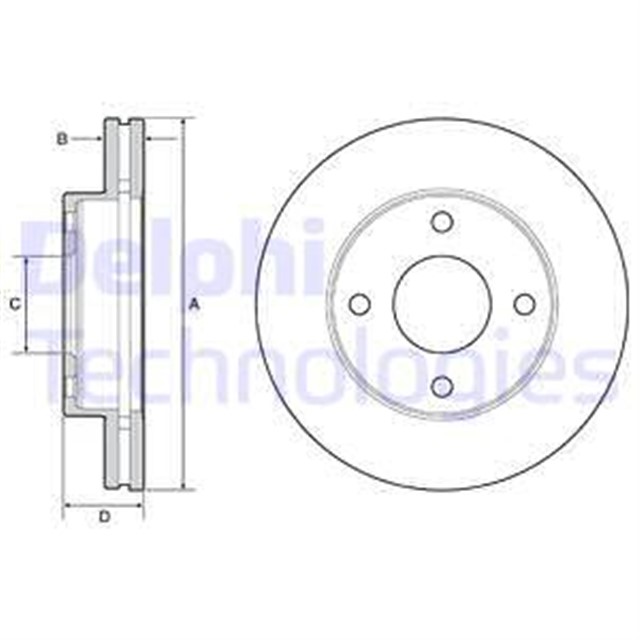 FREN DISKI CIFTLI PAKET - BOYALI. DELIKLI ON NISSAN NV200 10/2009